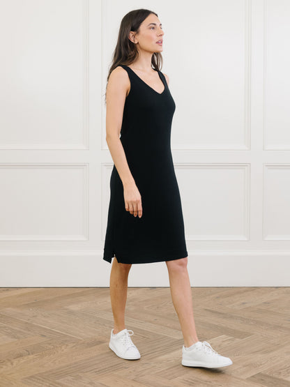 Women’s Bamboo Rib-Knit V-Neck Tank Lounge Dress