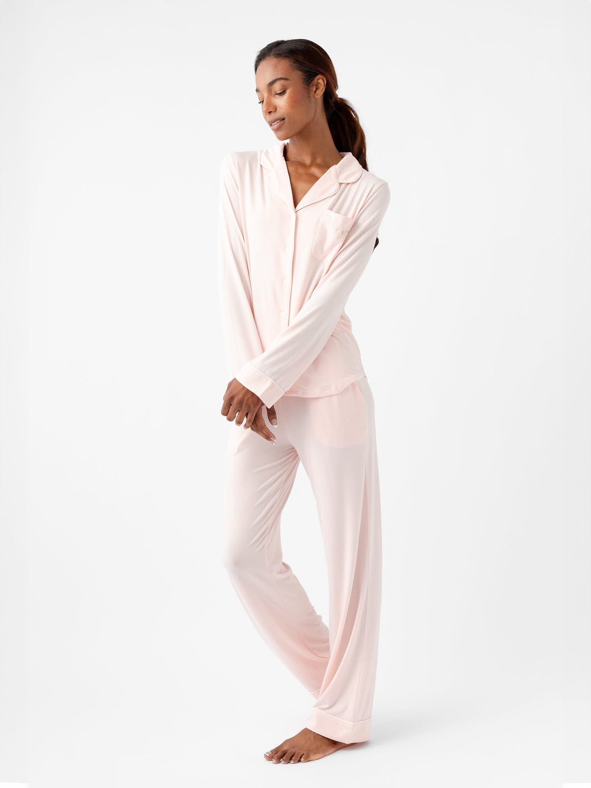 Women's Bamboo Stretch-Knit Long Sleeve Pajama Set - Tall