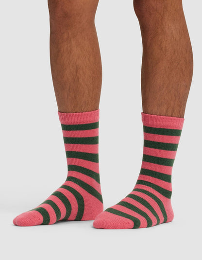 Striped Plush Lounge Calf Sock