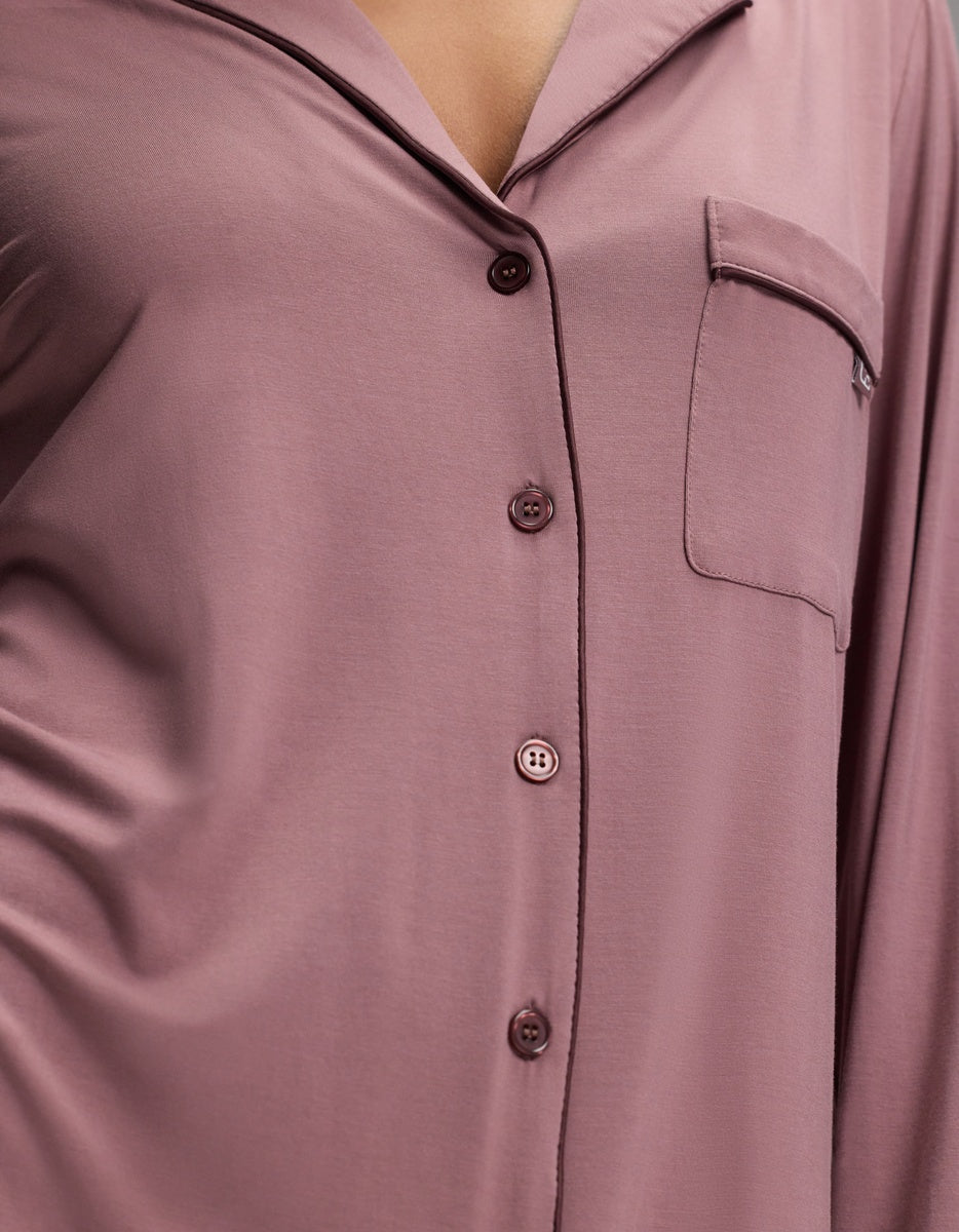 Women's Bamboo Stretch-Knit Long Sleeve Sleep Dress
