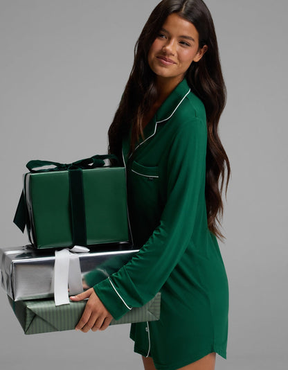 Women's Bamboo Stretch-Knit Long Sleeve Sleep Dress