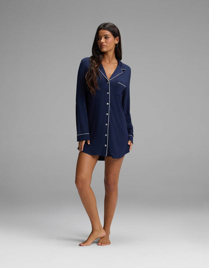 Women's Bamboo Stretch-Knit Long Sleeve Sleep Dress